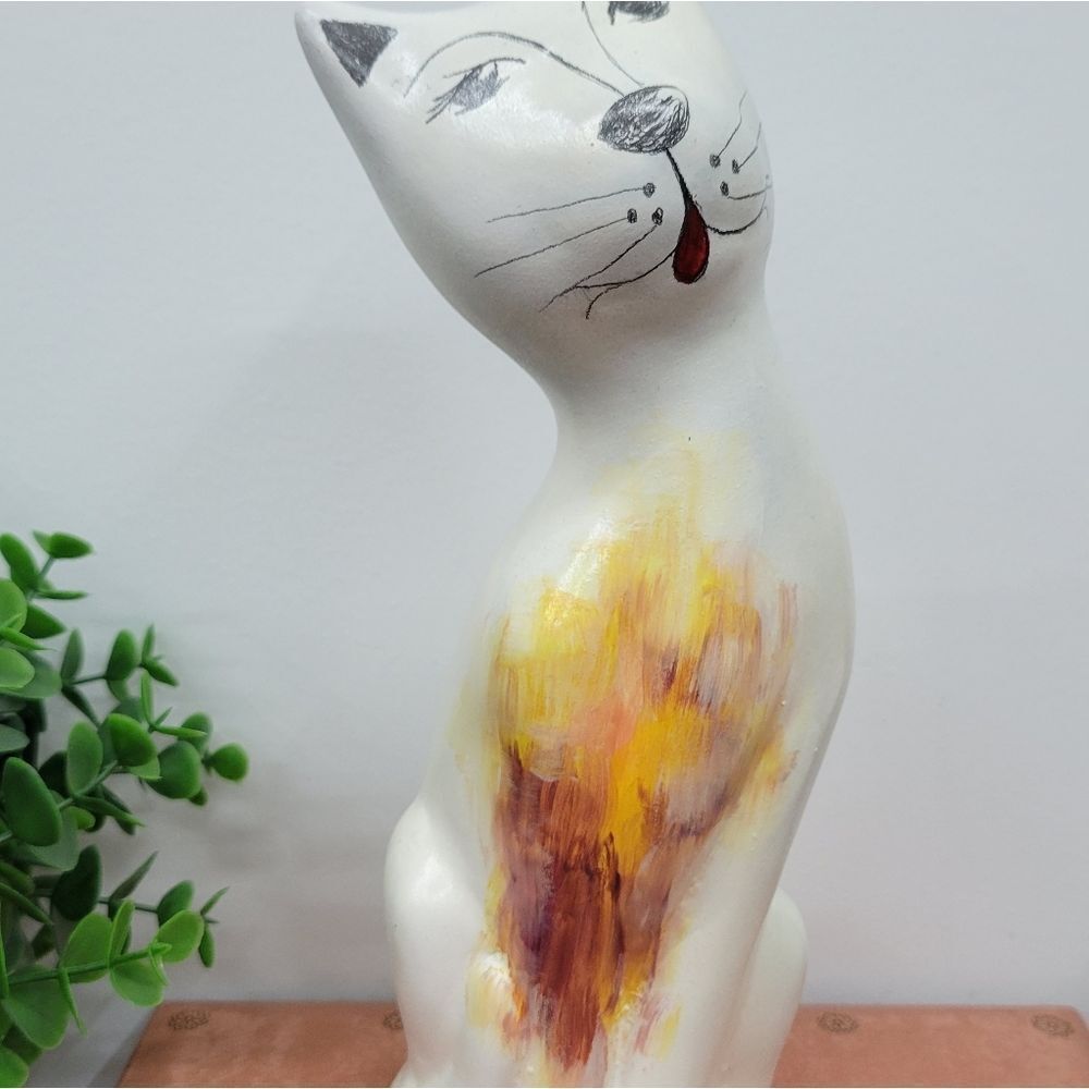 Long Neck Vintage Whimsical Cat Statue Figurine - Picture 11 of 12
